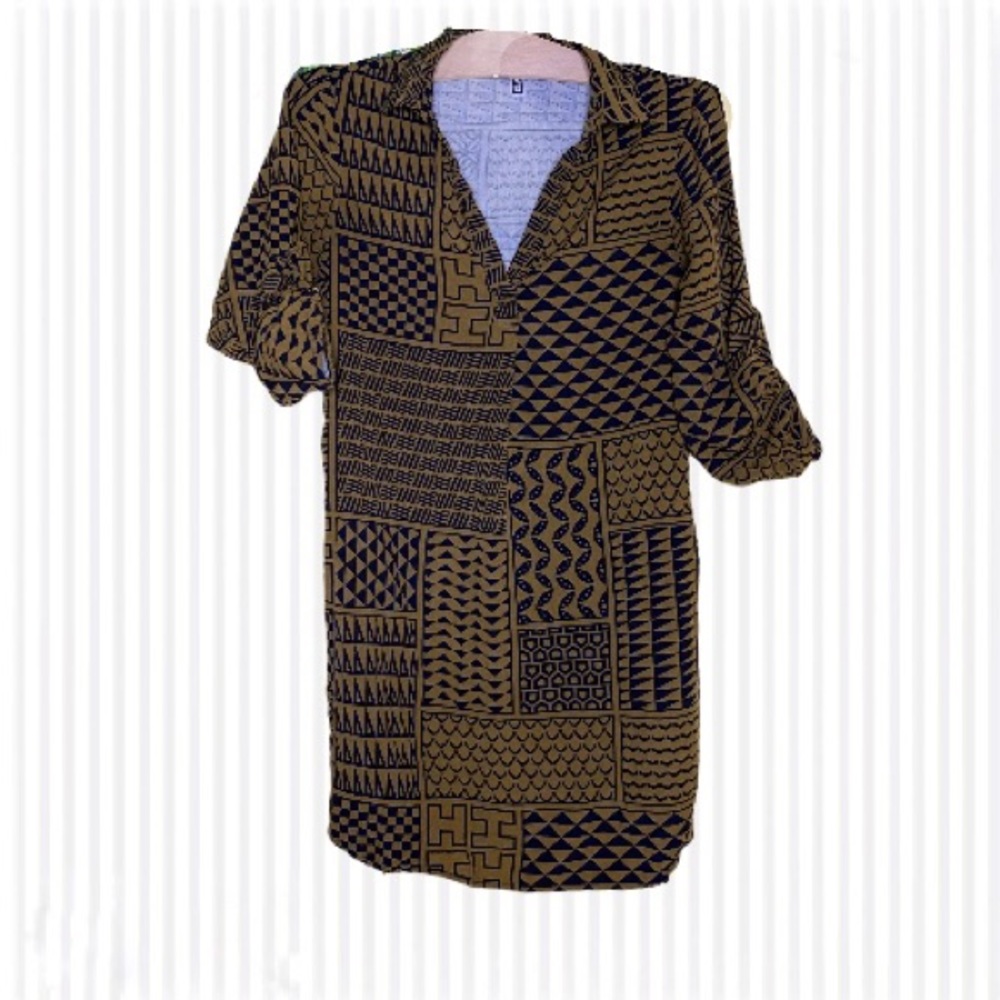 HAWAII’S FINEST Tribal Pattern Army Green Dress